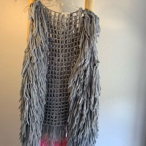 Grey tassel oversized vest - size M